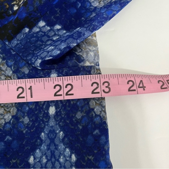 Calvin Klein Blue Snake Print V Neck Long Sleeve Blouse - Picture 11 of 12